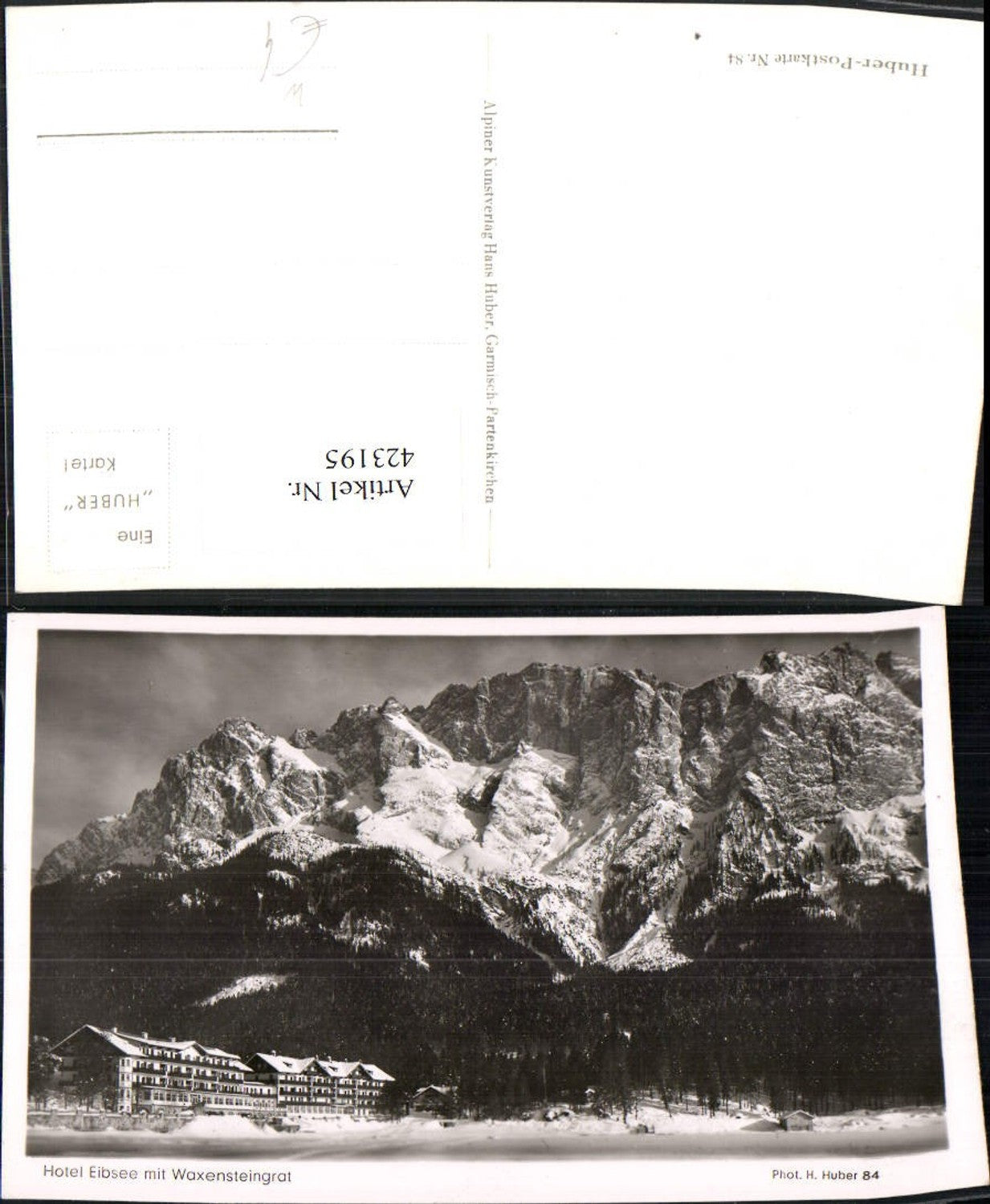 423195,Hotel Eibsee b. Grainau m. Waxensteingrat Bergkulisse Winterbild