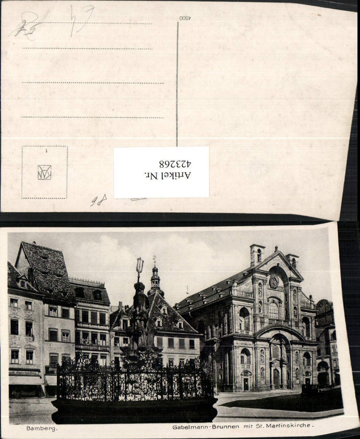 423268, Bamberg Gabelmann Fountain with St. Martin's Church