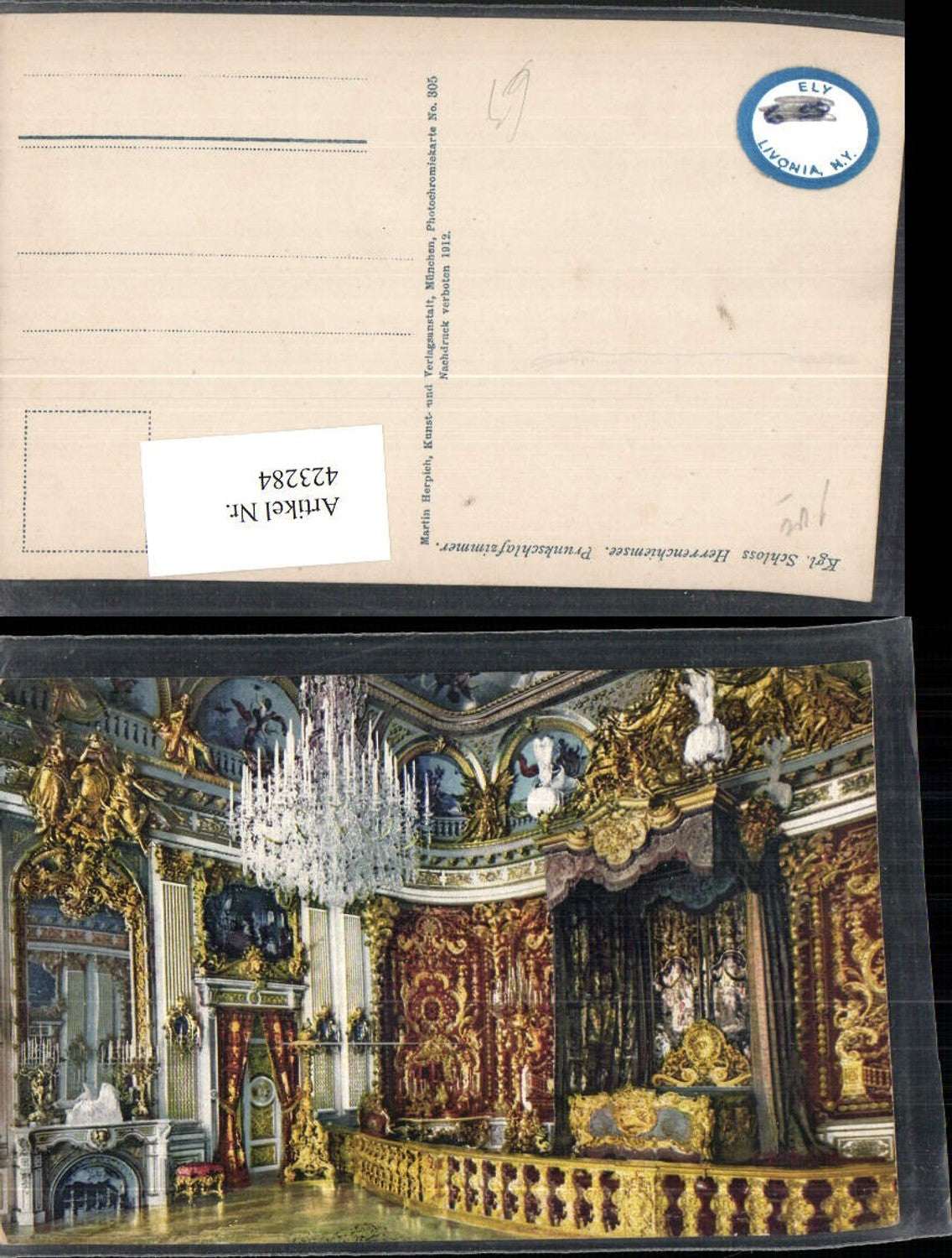 423284,Schloss Herrenchiemsee b. Chiemsee Prunkschlafzimmer Innenansicht