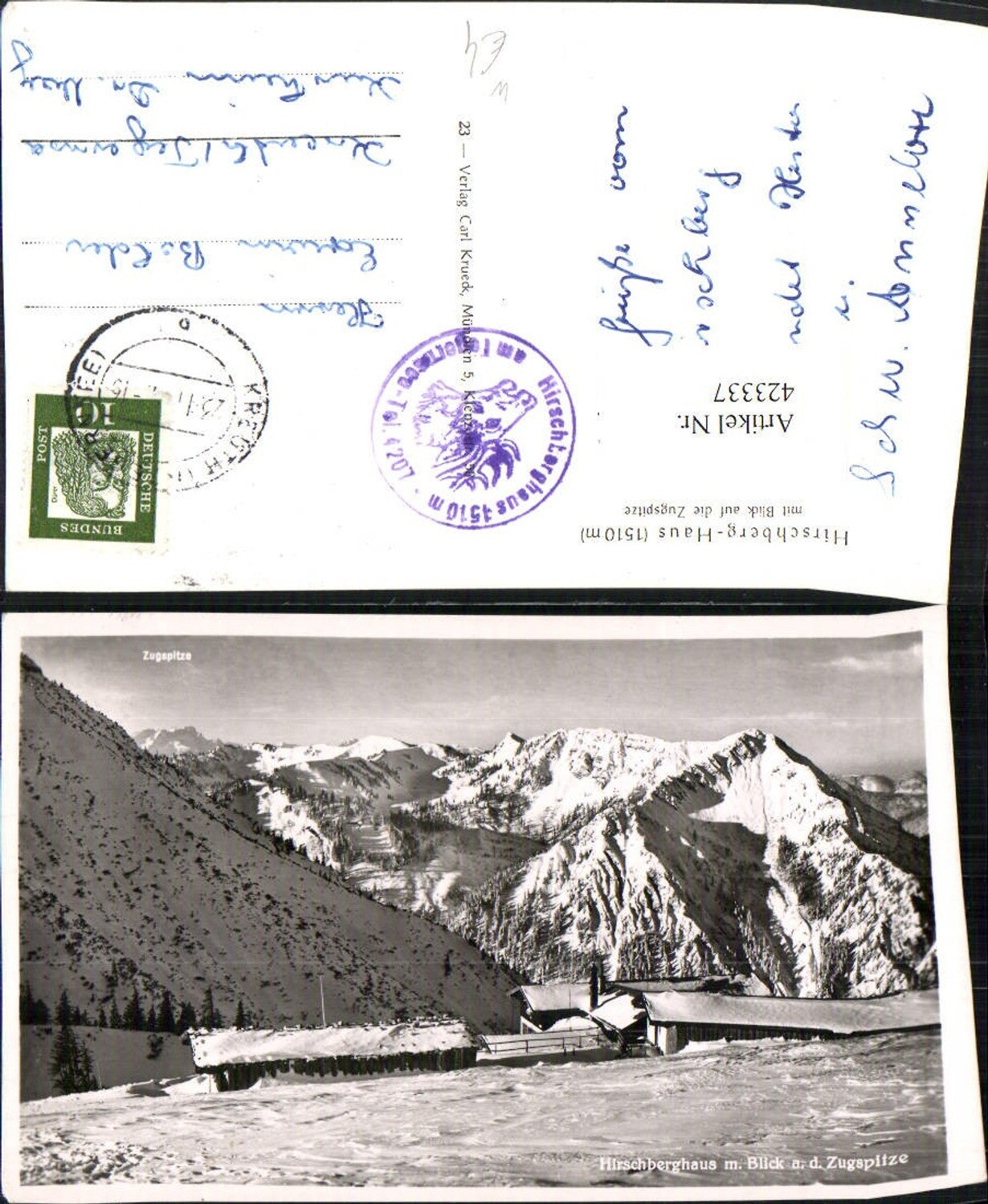 423337,Hirschberghaus b. Kreuth m. Zugspitze Bergkulisse Winterbild