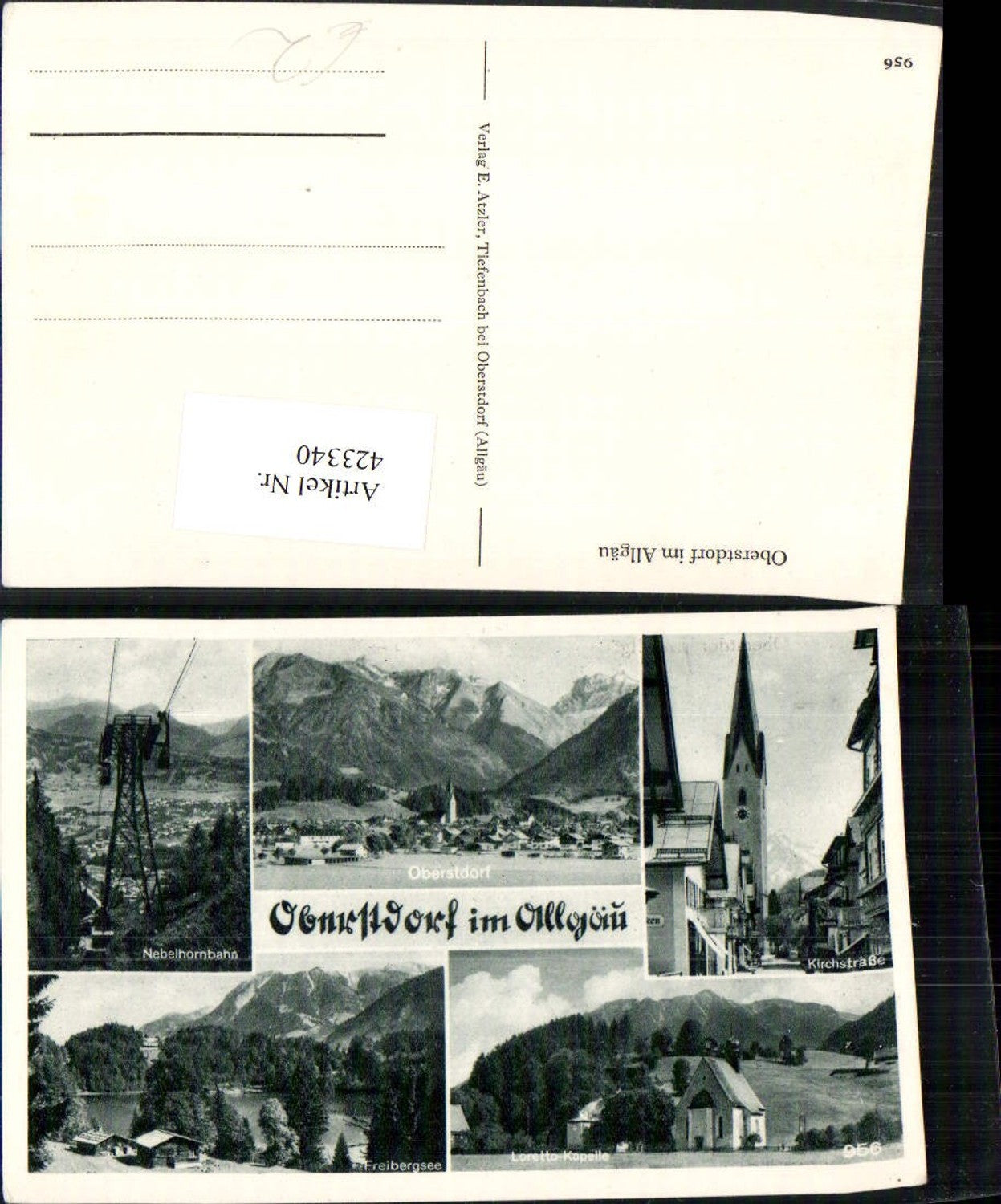 423340,Oberstdorf im Allgäu Totale Kirchstraße Seilbahn See Kapelle Mehrbildkarte