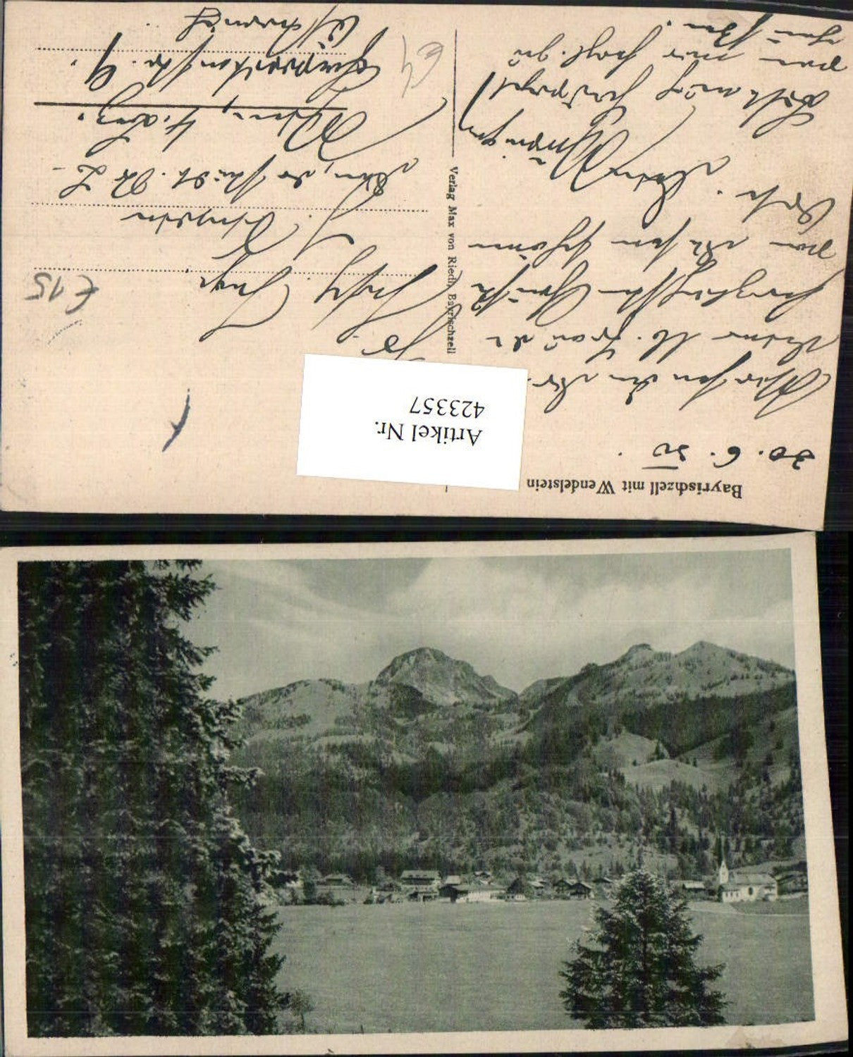 423357,Bayrischzell Teilansicht m. Wendelstein Bergkulisse