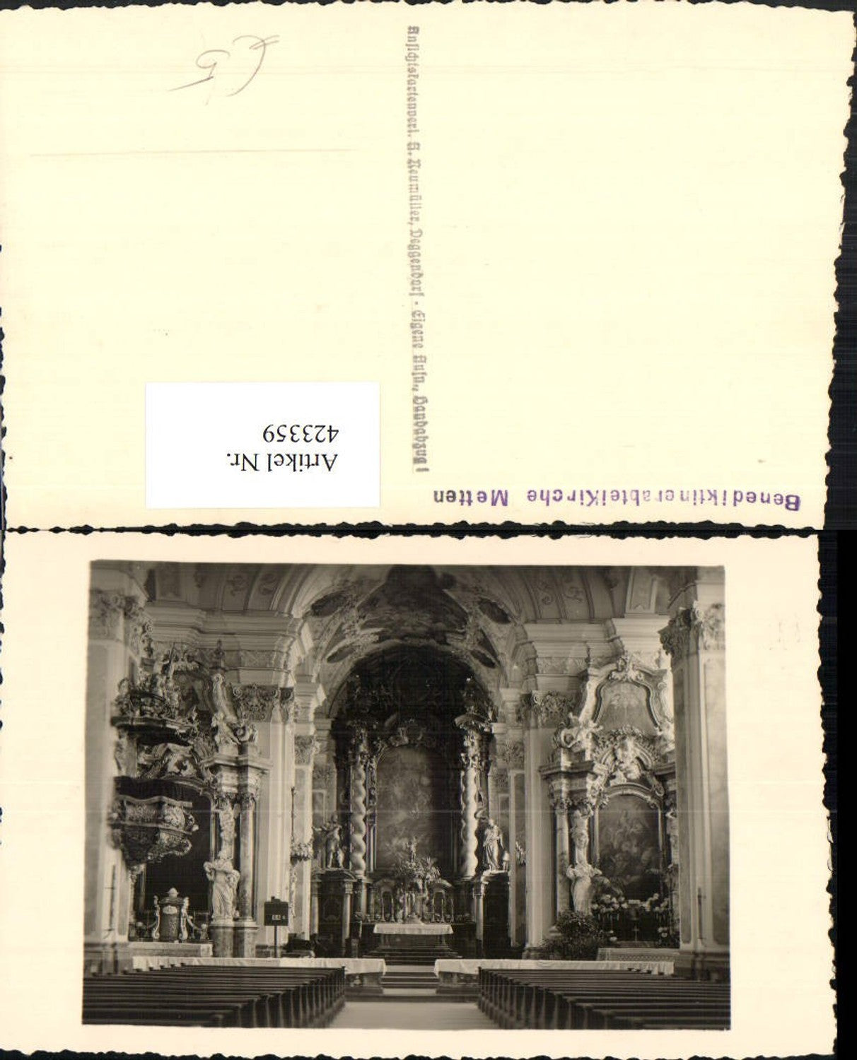 423359,Metten Benediktinerabtei Kirche Innenansicht