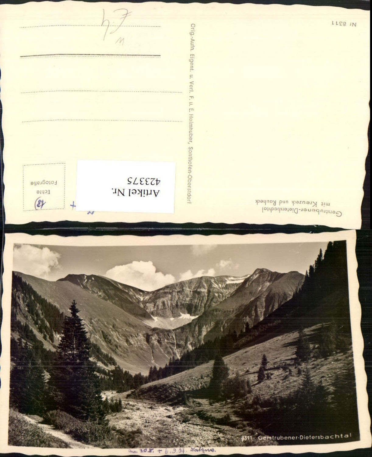423375,Gerstrubener Dietersbachtal b. Oberstdorf m. Kreuzeck u. Rauheck Bergkulisse