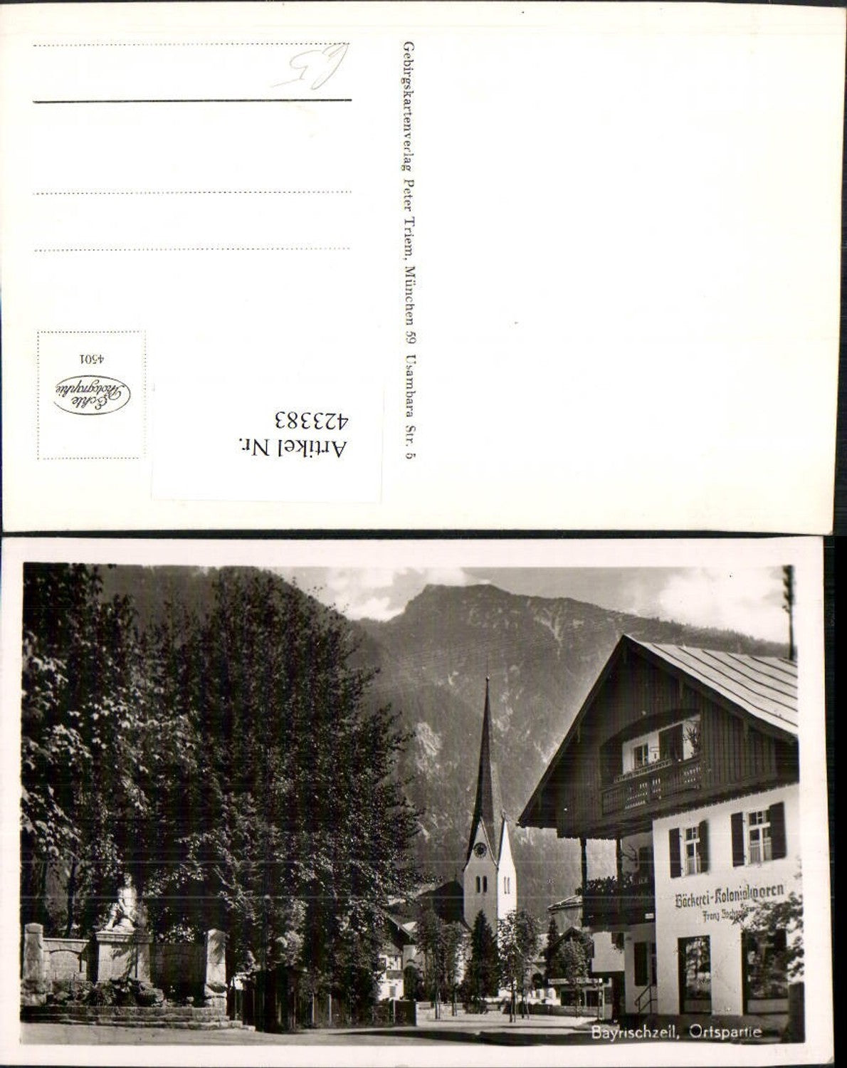 423383,Bayrischzell Ortspartie Straßenansicht Bäckerei Kirche