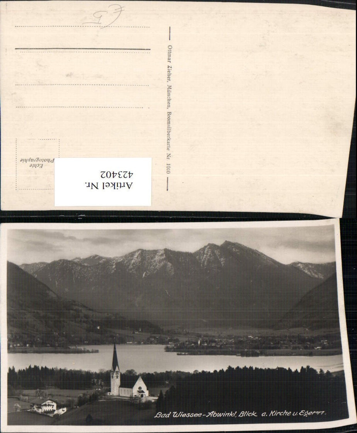 423402,Bad Wiessee Abwinkl m. Kirche und Egern Bergkulisse
