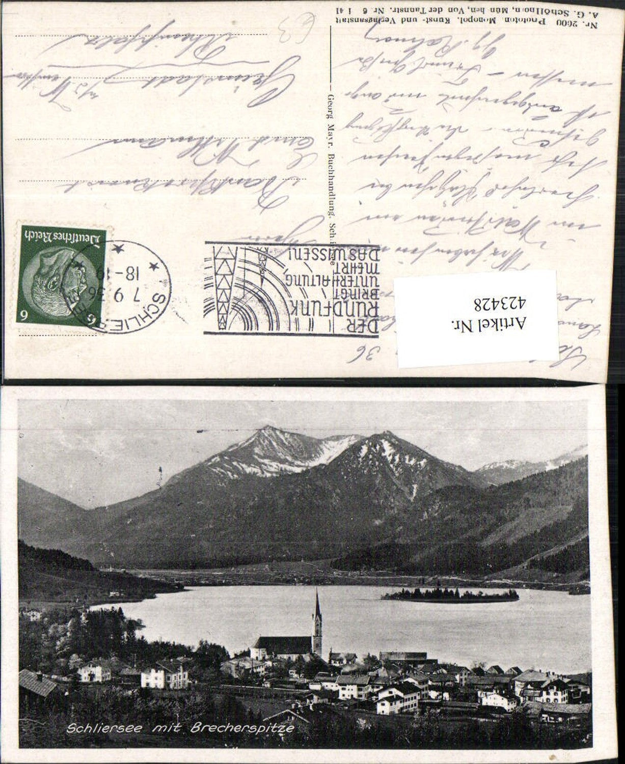 423428,Schliersee Totale See m. Brecherspitze Bergkulisse