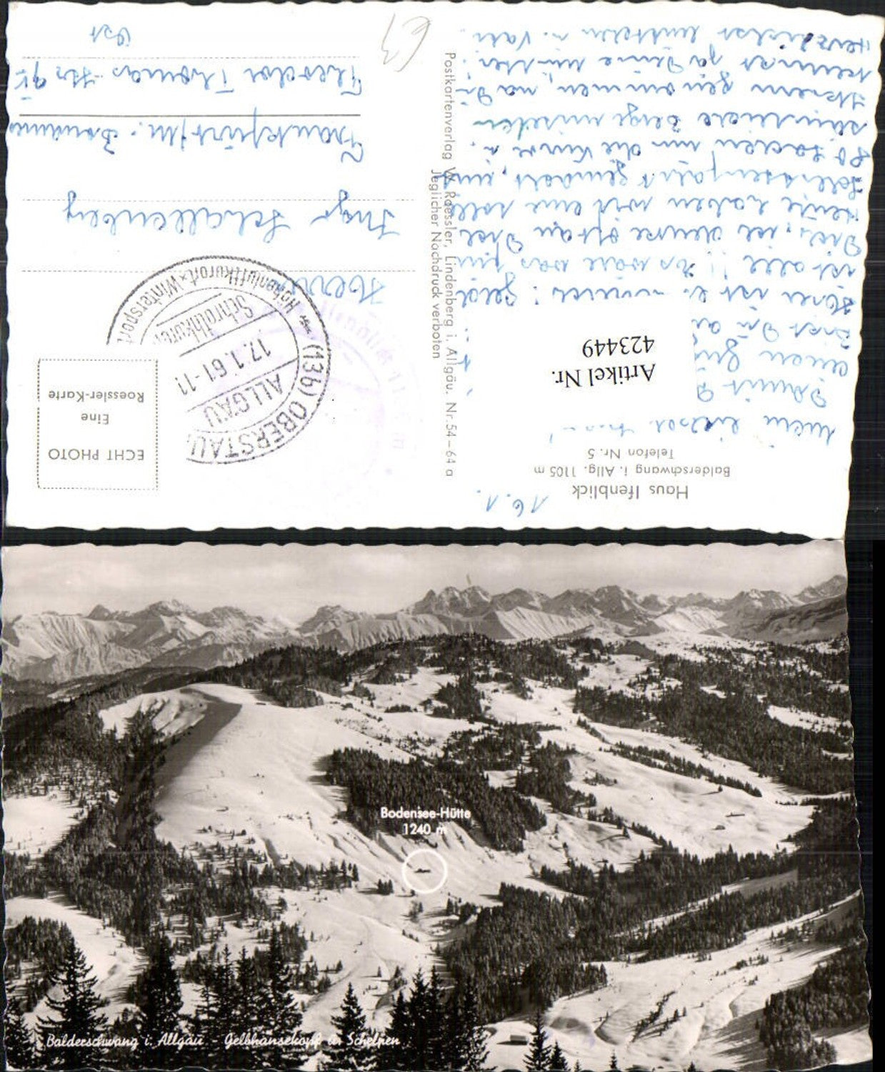 423449,Balderschwang im Allgäu m. Bodensee-Hütte Bergkulisse Winterbild