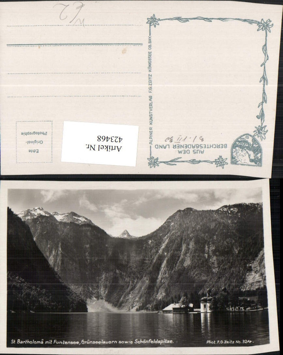 423468,St. Bartholomä m. Funtensee Grünseelauern u. Schönfeldspitze Bergkulisse