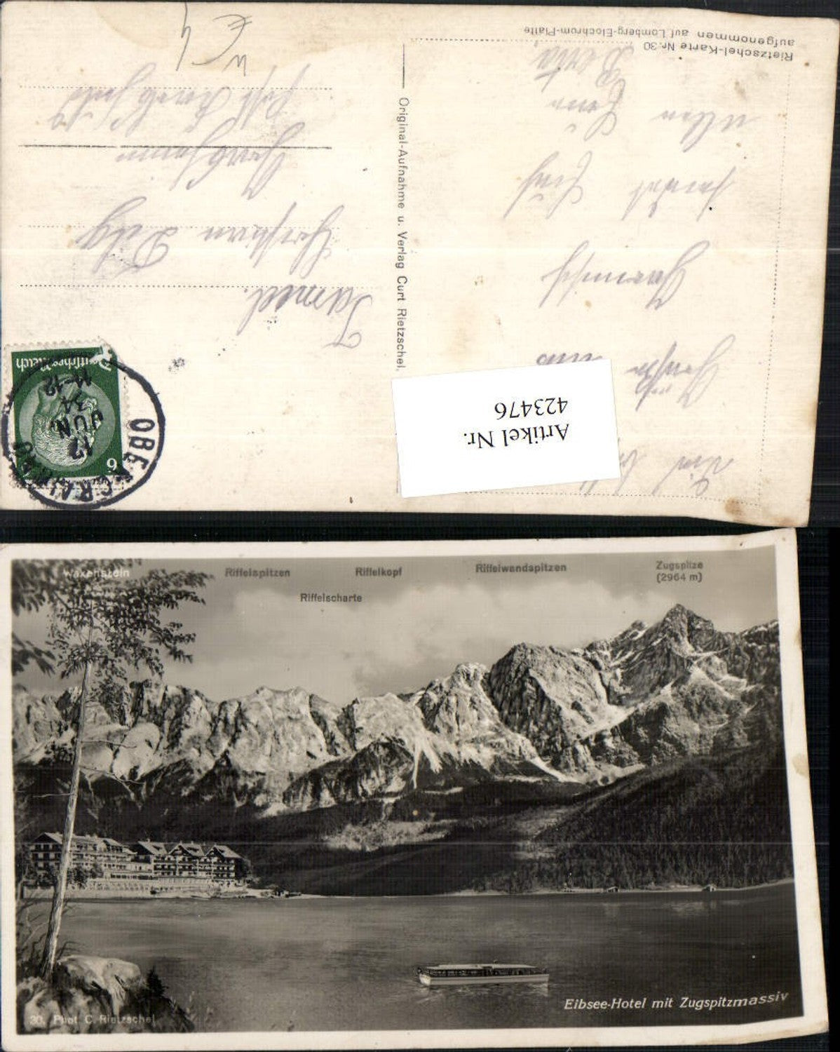 423476,Eibsee-Hotel b. Grainau Garmisch m. Zugspitzmassiv Bergkulisse