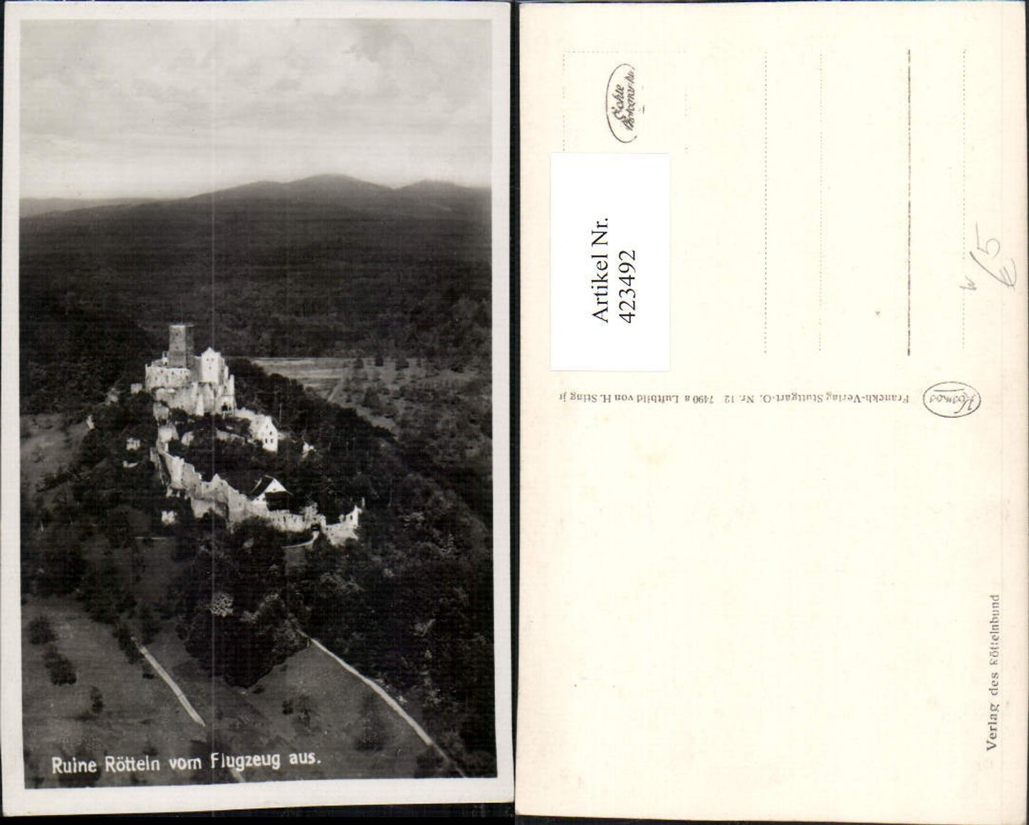 423492,Ruine Rötteln b. Lörrach Haagen Fliegeraufnahme