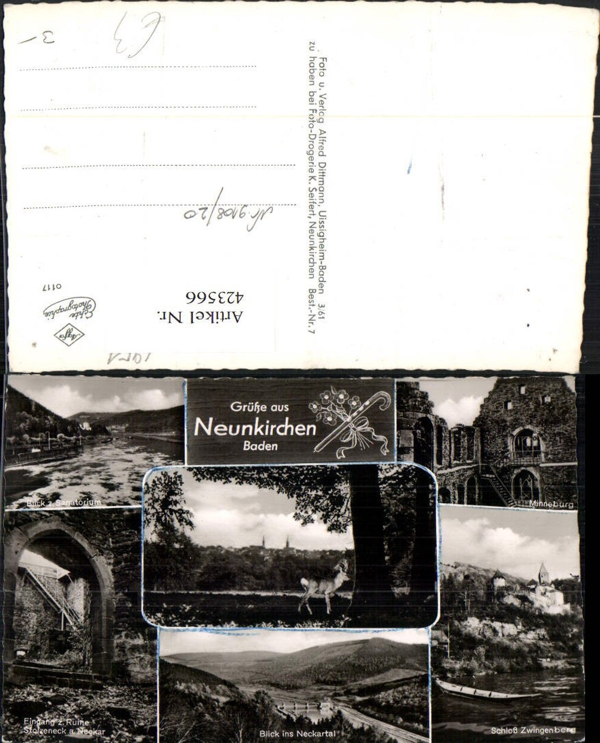 423566,Neunkirchen in Baden Totale Schloss Zwingenberg Minneburg Mehrbildkarte