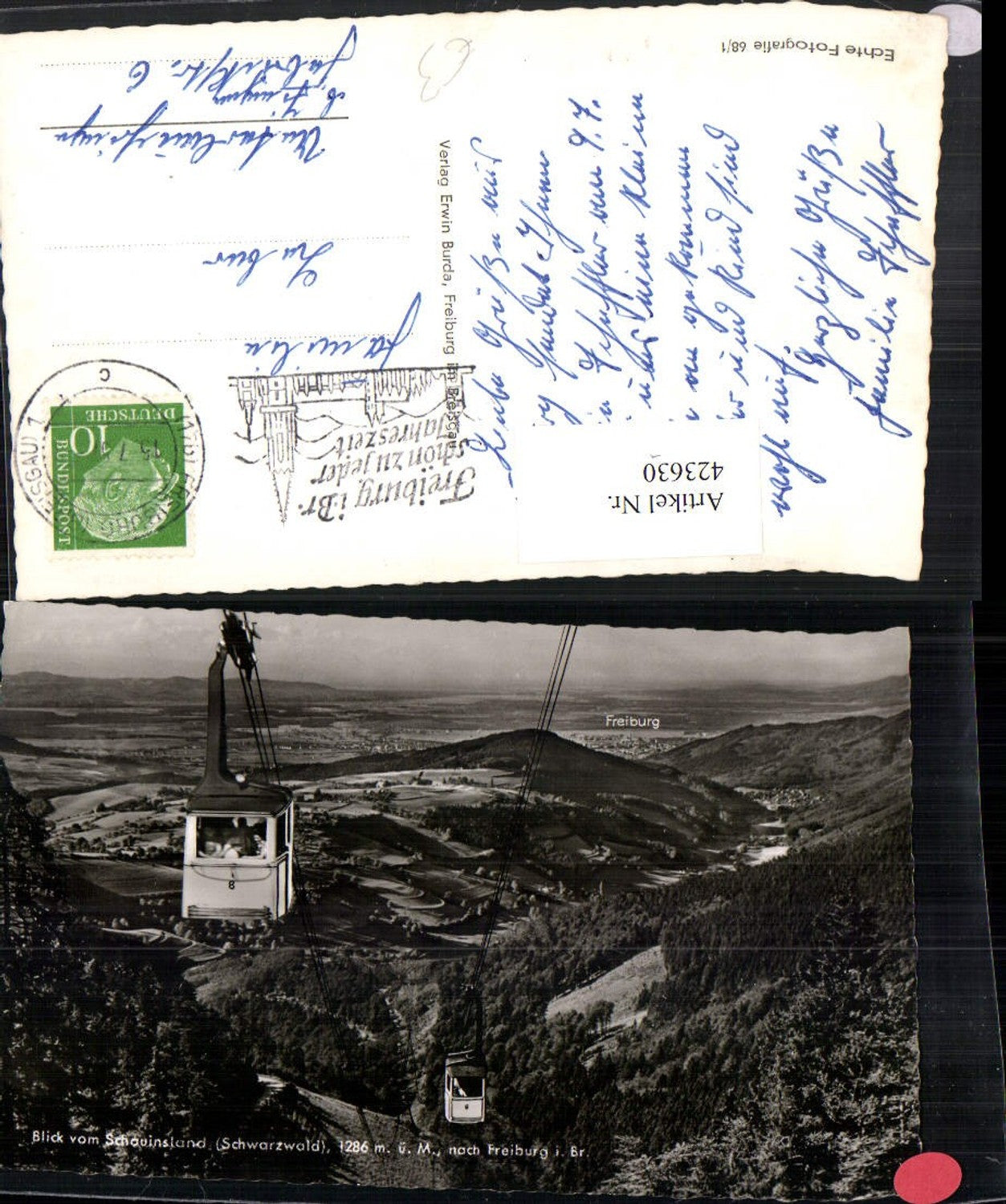 423630,Blick vom Schauinsland im Schwarzwald nach Freiburg Seilbahn