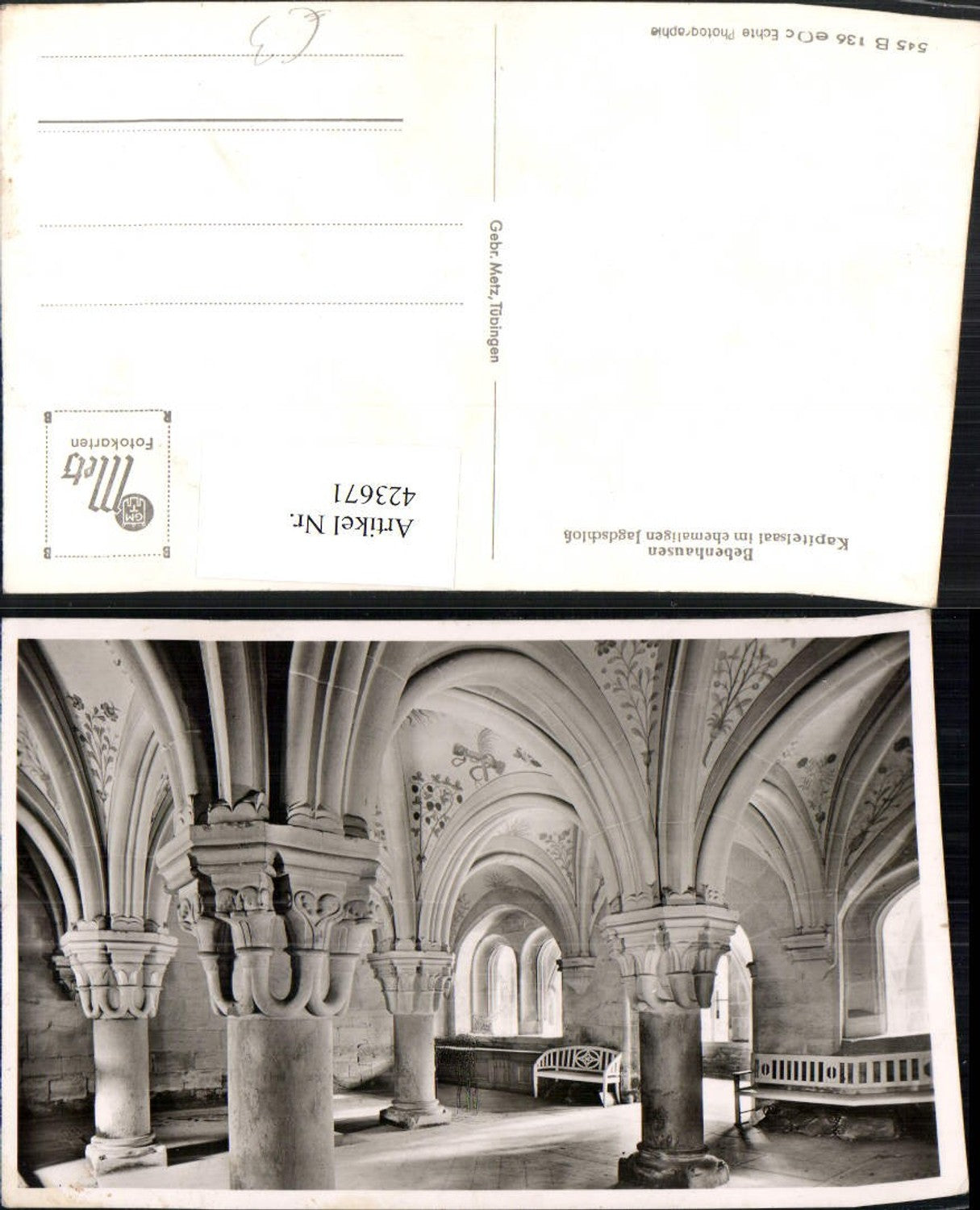 423671,Bebenhausen b. Tübingen Jagdschloss Kapitelsaal Innenansicht