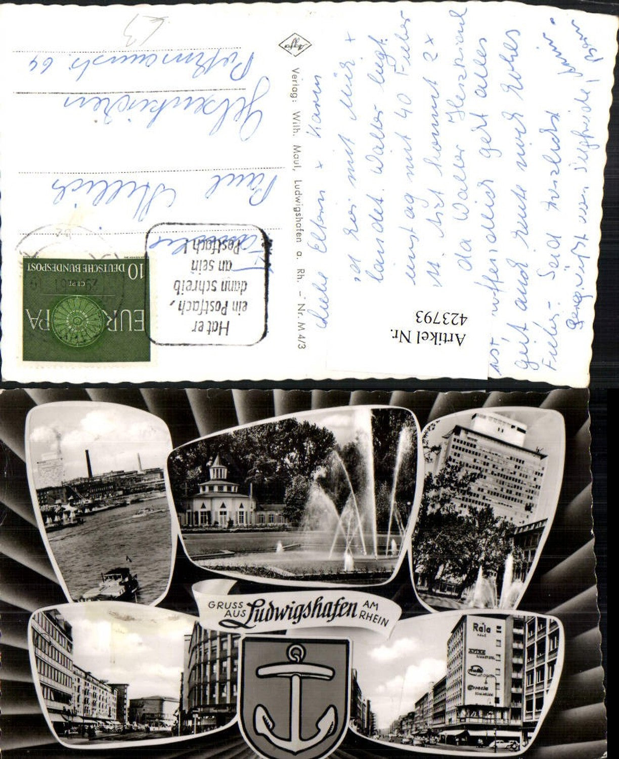 423793,Ludwigshafen am Rhein Brunnen Hochhaus Straßenansichten Mehrbildkarte