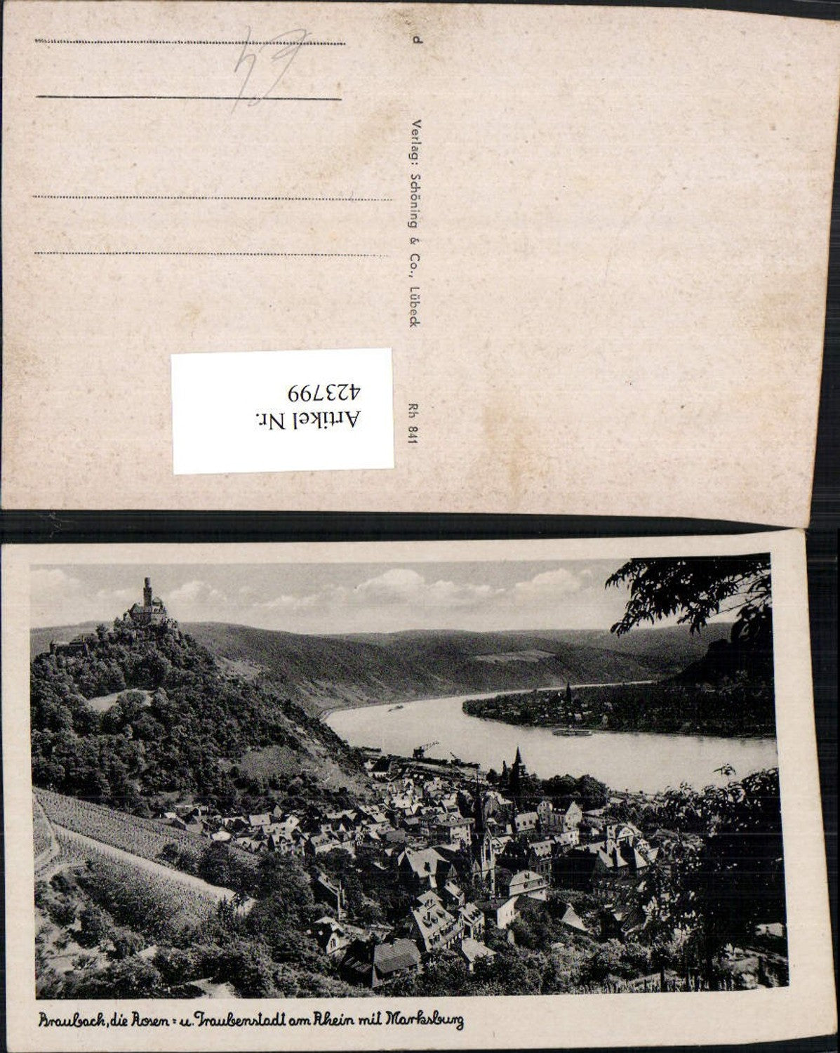 423799,Braubach am Rhein Totale m. Marksburg