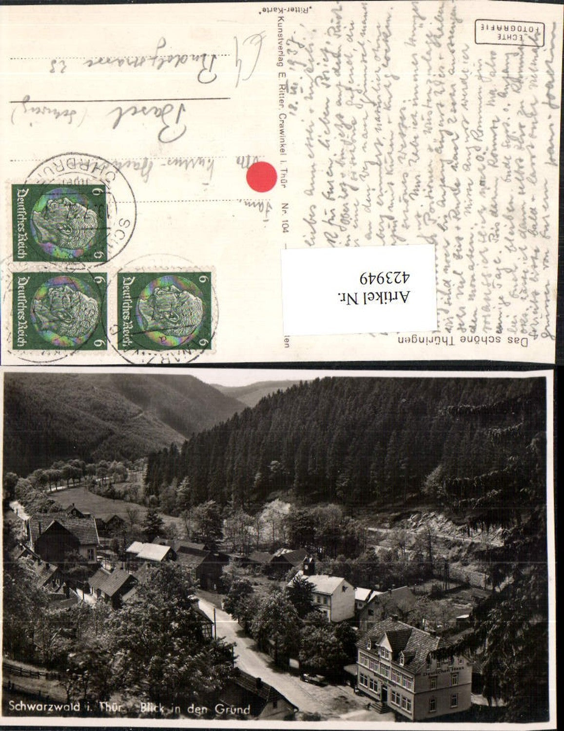423949,Schwarzwald in Thüringen Teilansicht Blick in den Grund