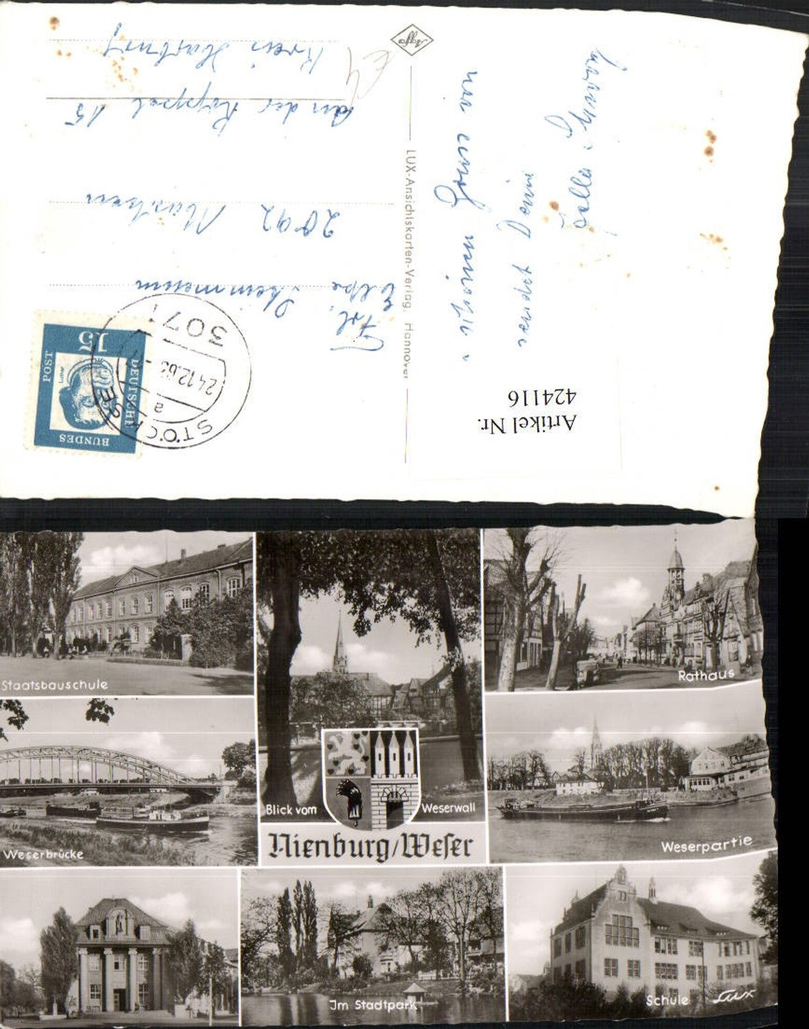 424116,Nienburg an d. Weser Brücke Schule Rathaus Mehrbildkarte