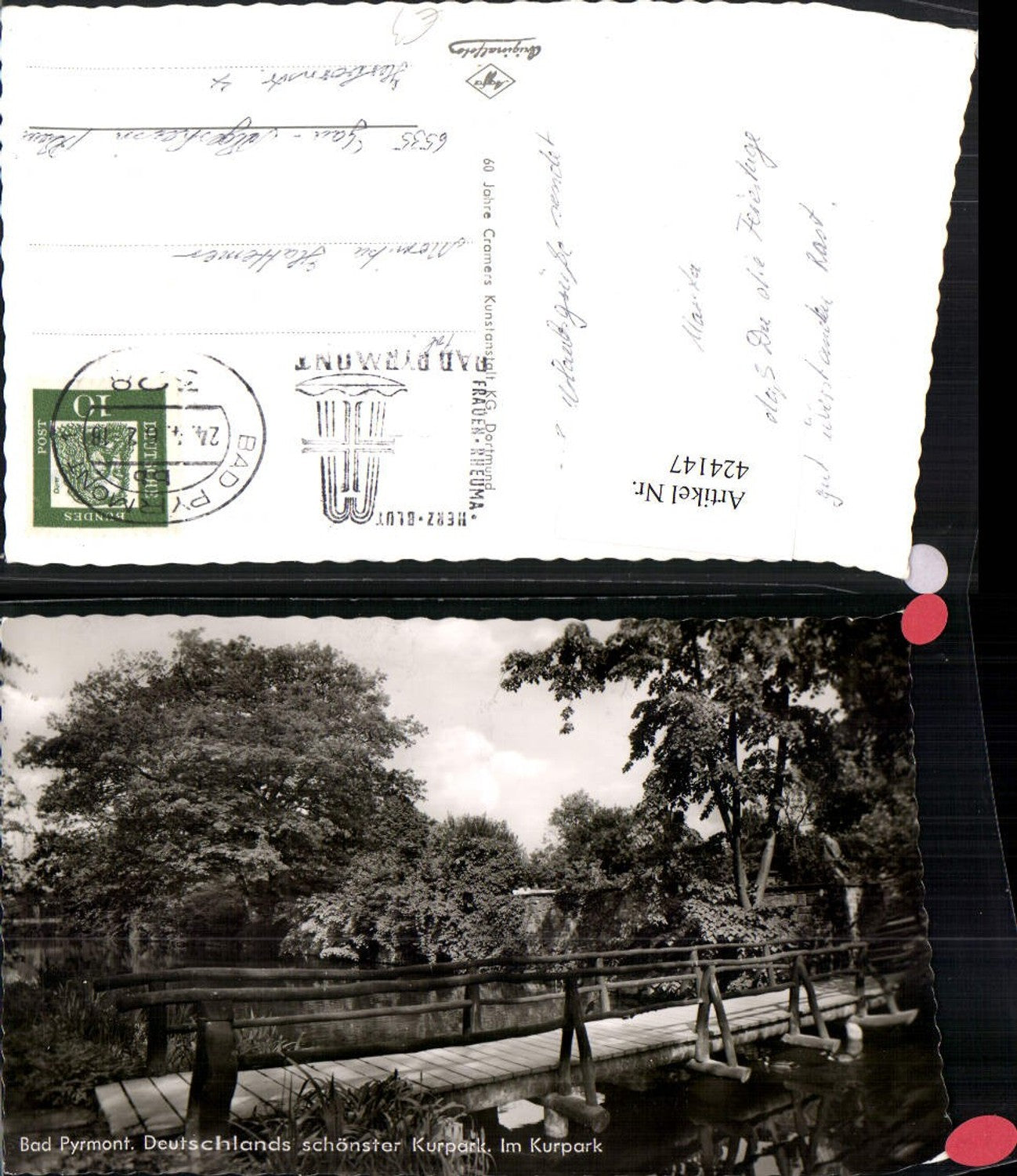 424147,Bad Pyrmont Kurpark Partie Brücke
