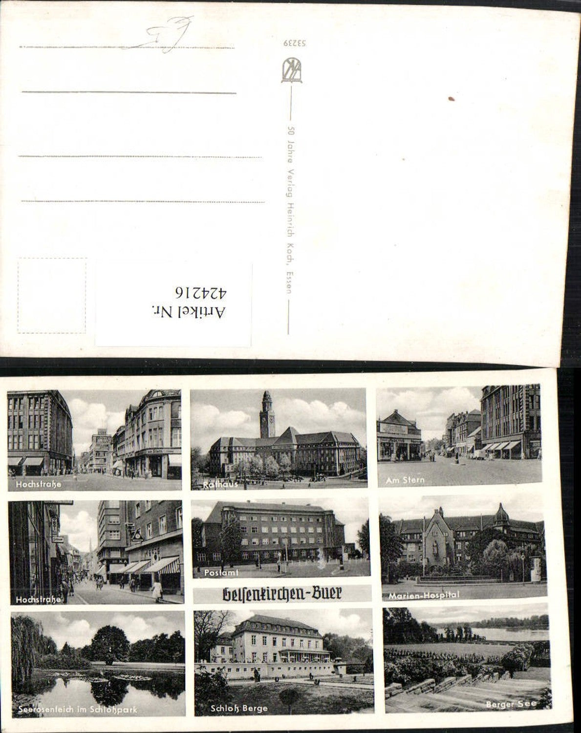 424216,Gelsenkirchen Rathaus Postamt Schloss Berge Mehrbildkarte