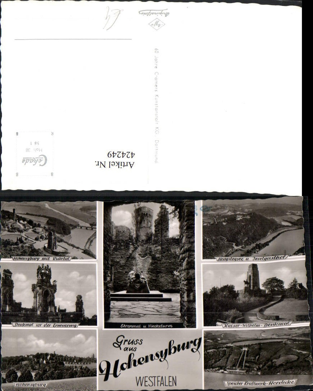 424249,Dortmund Syburg Hohensyburg Denkmal Speicher Kraftwerk Mehrbildkarte