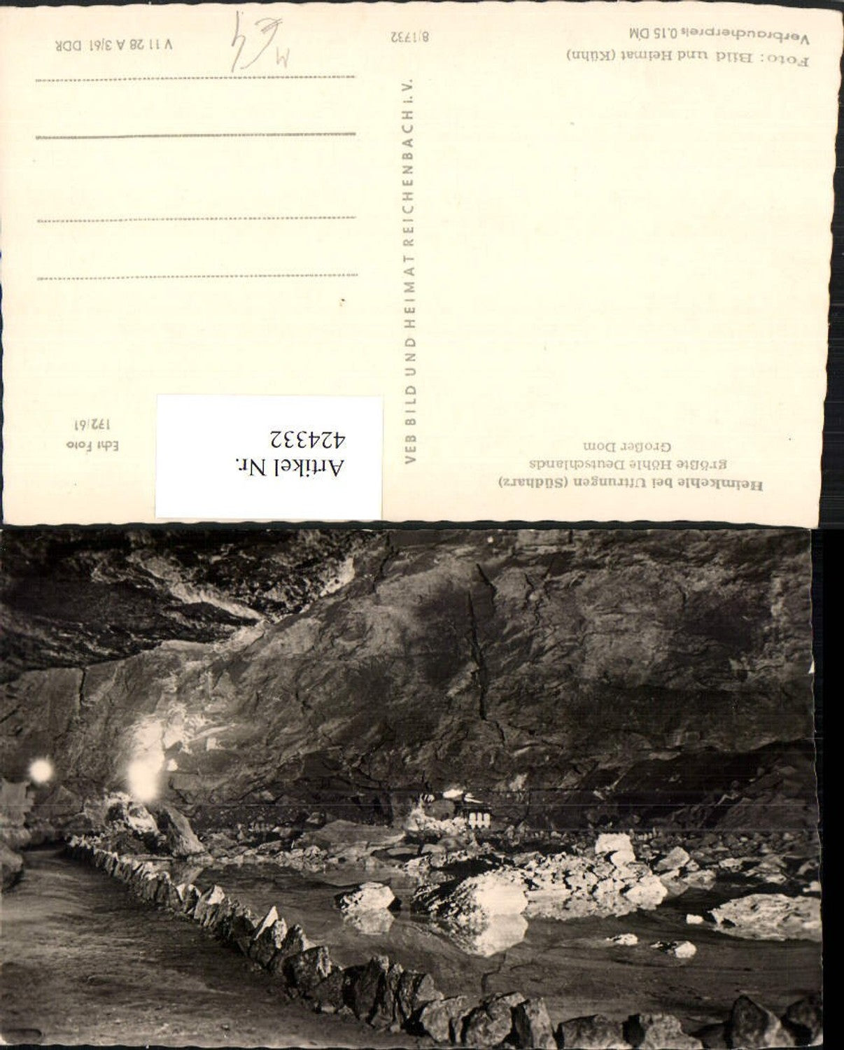 424332,Heimkehle b. Uftrungen im Südharz Höhle Großer Dom pub VEB