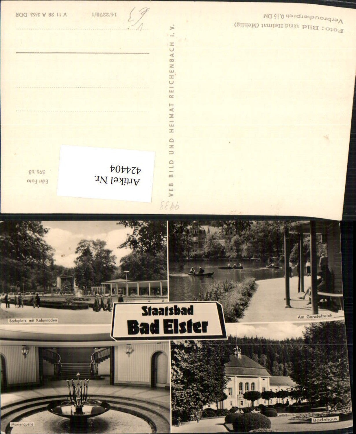 424404,Bad Elster Badehaus Gondelteich Badeplatz Mehrbildkarte pub VEB