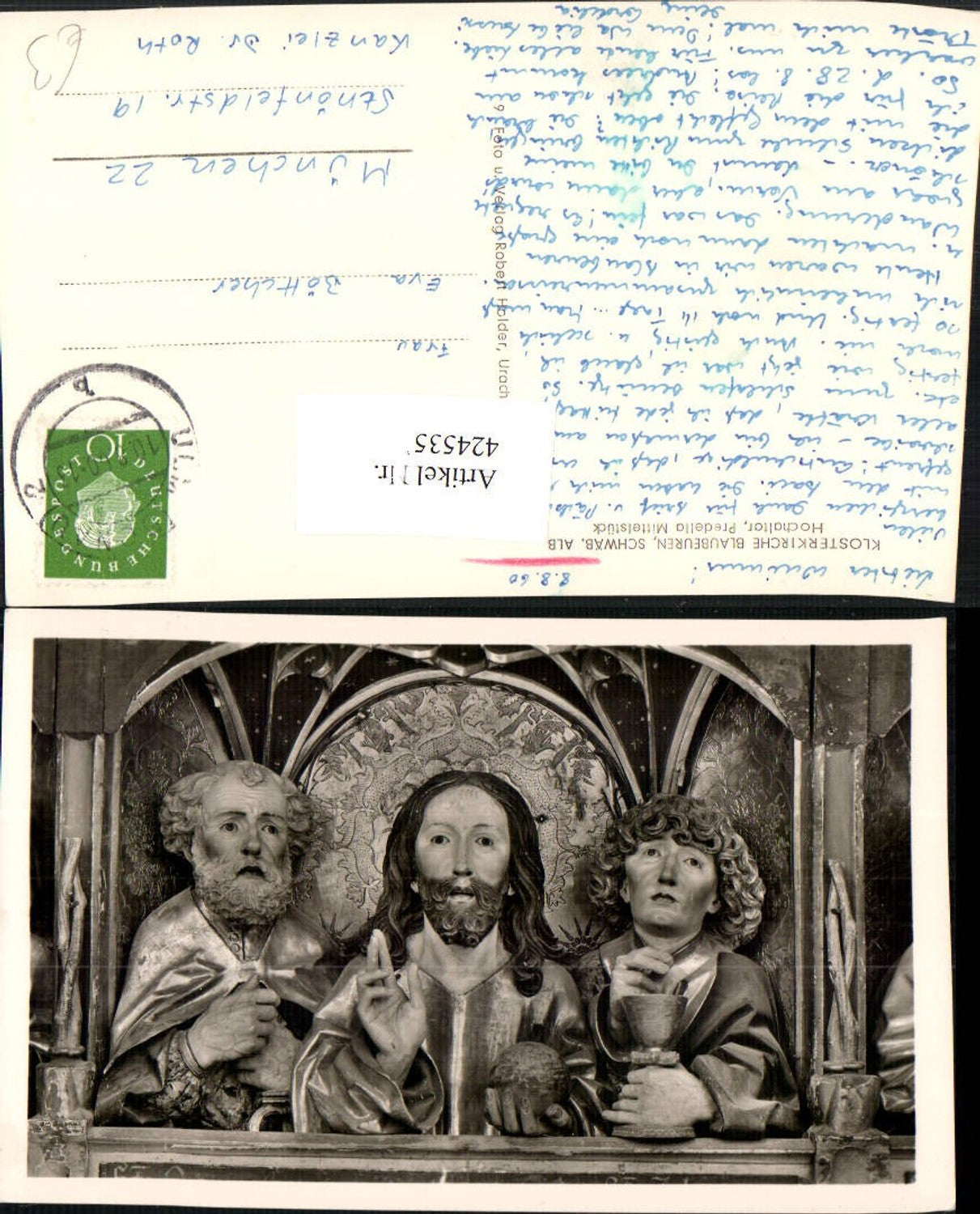 424535,Blaubeuren Klosterkirche Hochaltar Predella Mittelstück