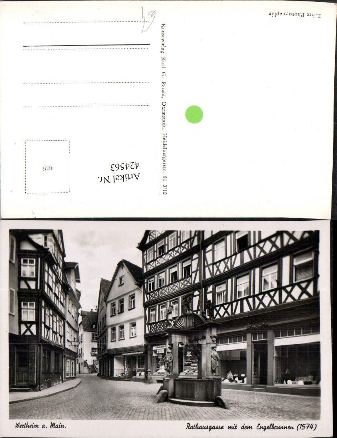 424563,Wertheim am Main Rathausgasse m. Engelbrunnen
