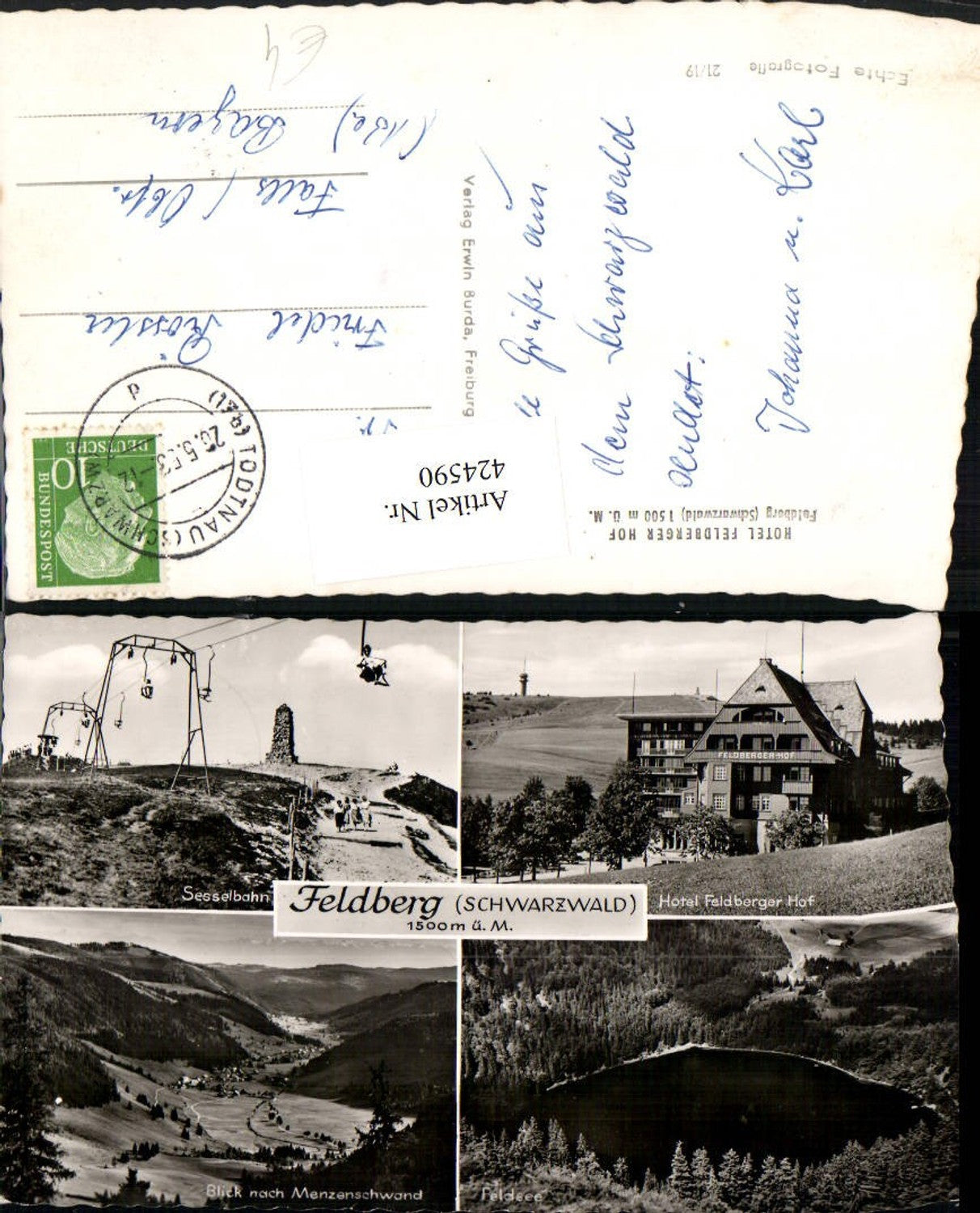 424590,Feldberg im Schwarzwald Sessellift Hotel Feldsee Mehrbildkarte
