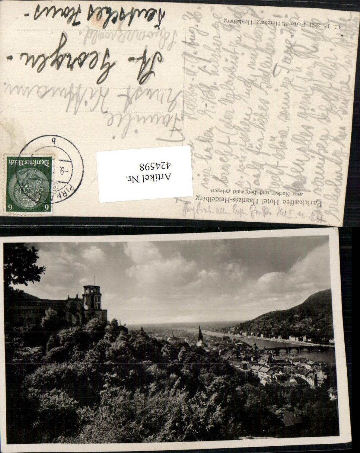 424598,Heidelberg am Neckar Teilansicht m. Schloss
