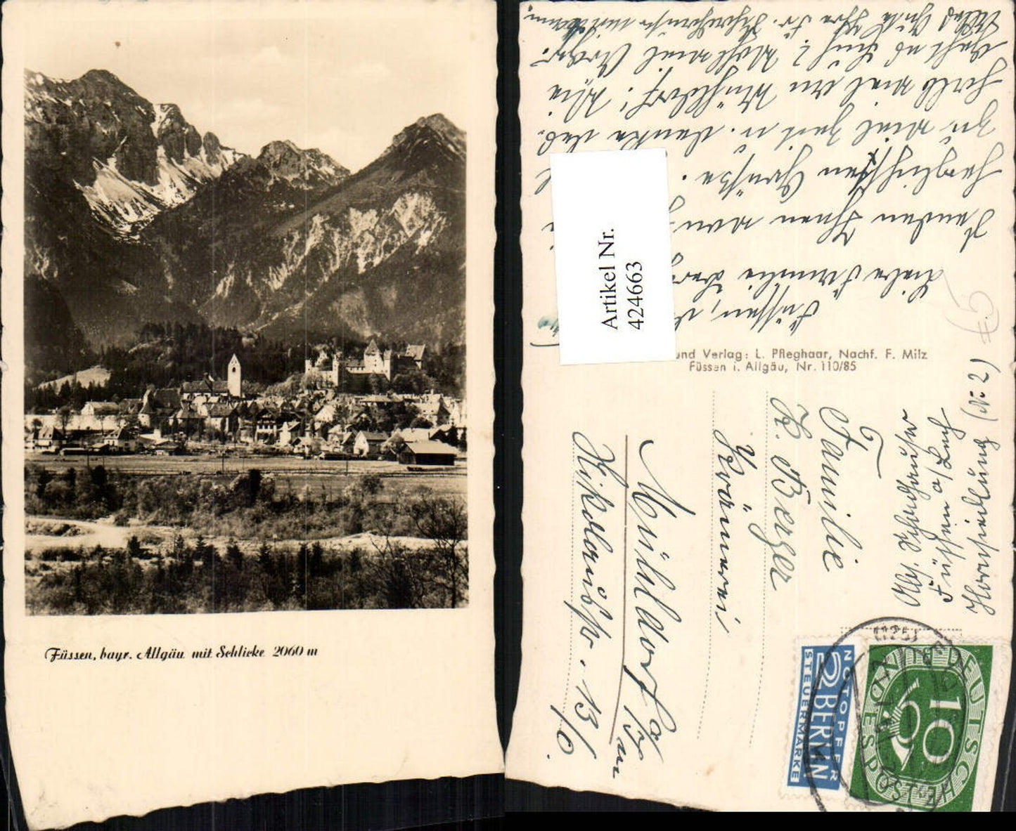 424663,Füssen im Allgäu Totale m. Schlicke Bergkulisse
