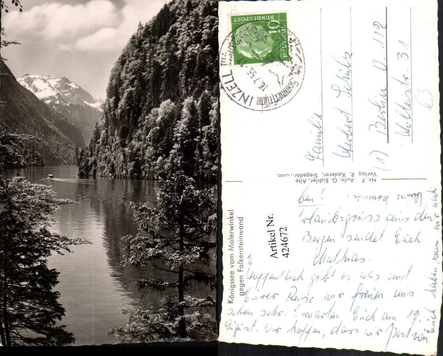 424672, Königssee lake near Schönau opposite Falkensteinwand mountain scenery