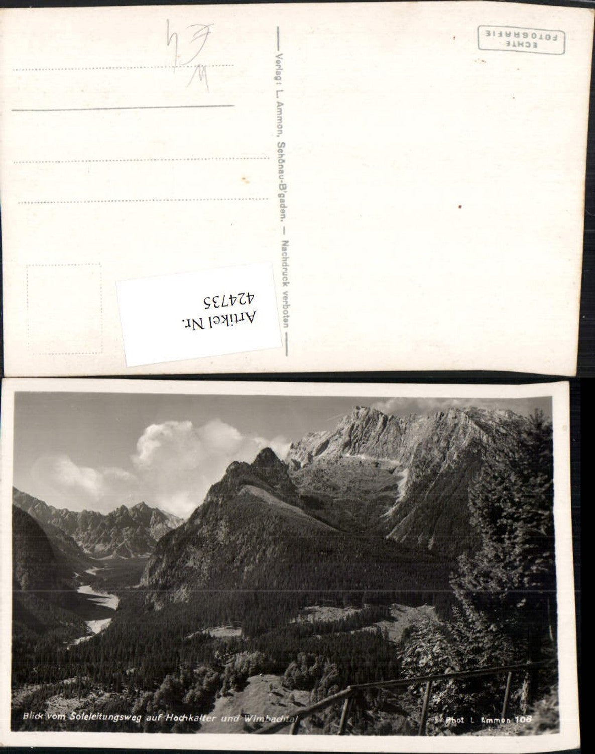 424735,Blick vom Soleleitungsweg auf Hochkalter u. Wimbachtal b. Ramsau Bergkulisse