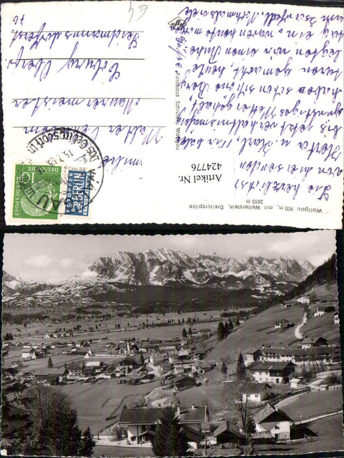 424776,Wallgau Totale m. Wetterstein Bergkulisse