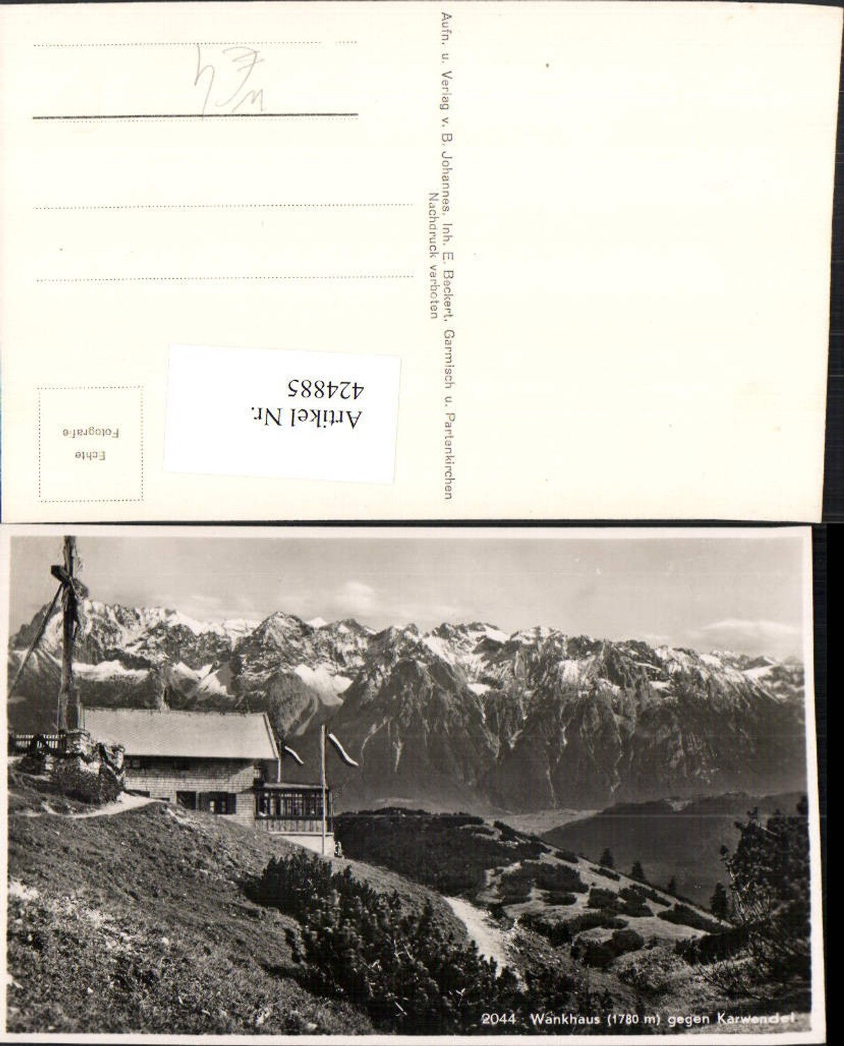 424885,Wankhaus Berghütte b. Garmisch geg. Karwendel Bergkulisse