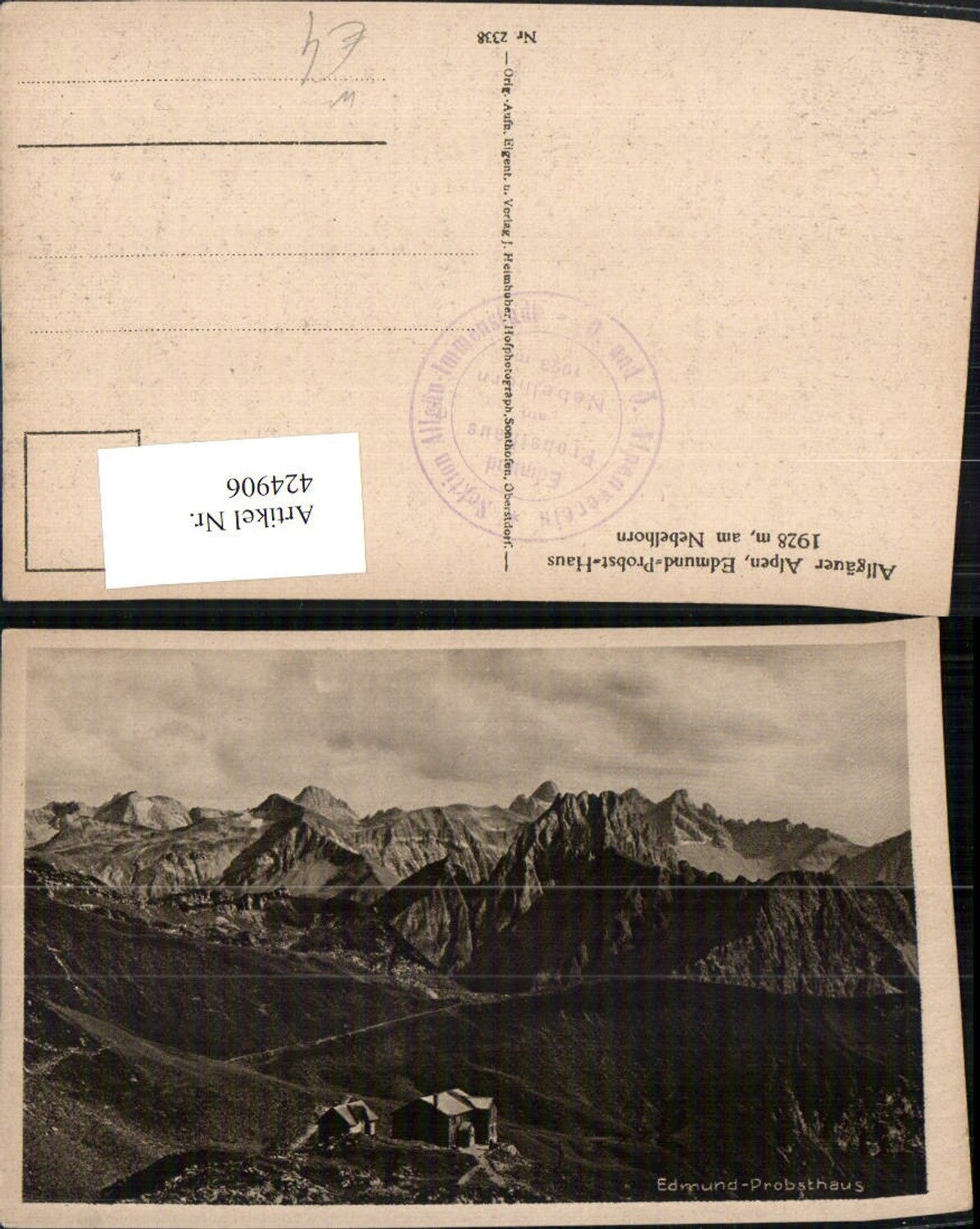 424906,Edmund-Probst-Haus Berghütte am Nebelhorn b. Oberstdorf Bergkulisse