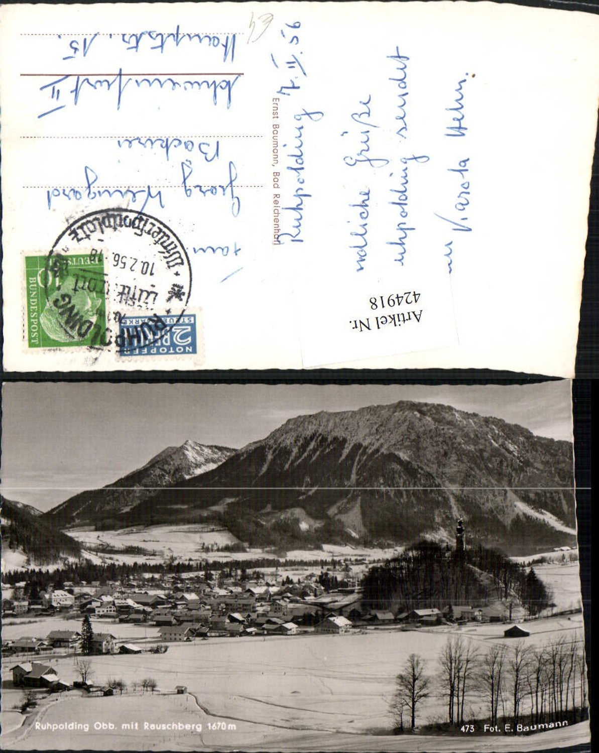 424918,Ruhpolding Totale m. Rauschberg Bergkulisse Winterbild