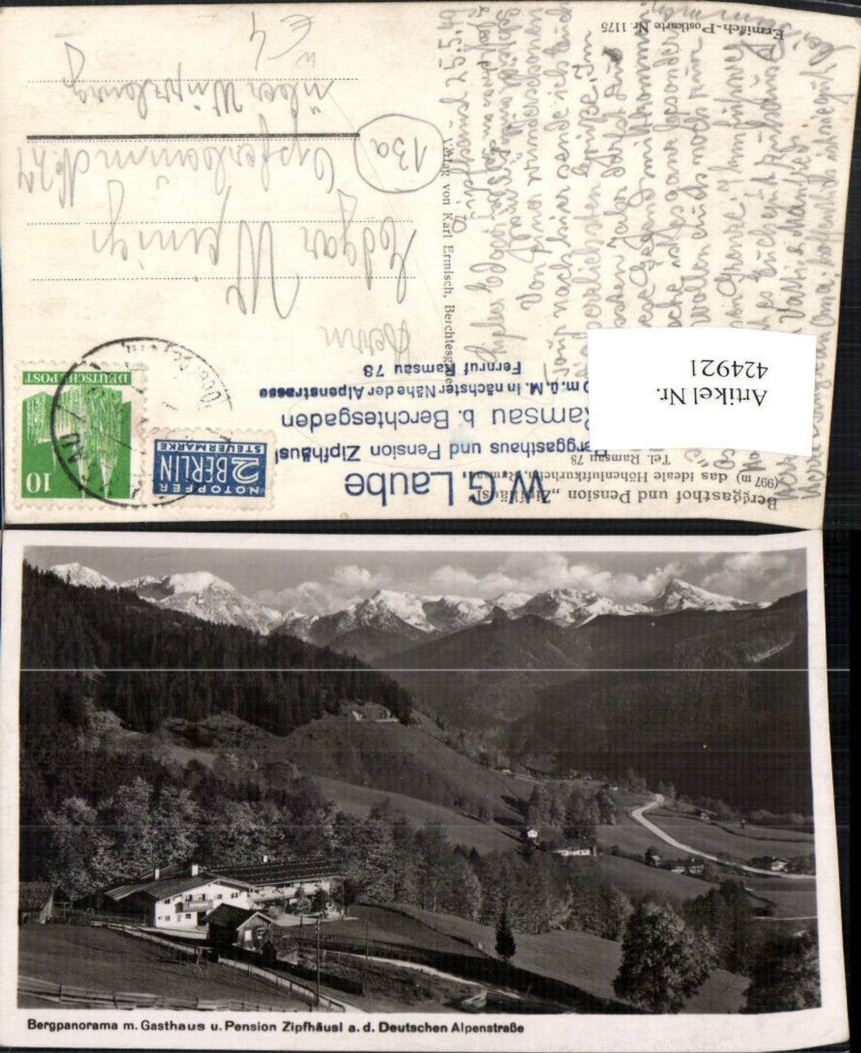 424921,Gasthaus u. Pension Zipfhäusl near Ramsau, mountain scenery
