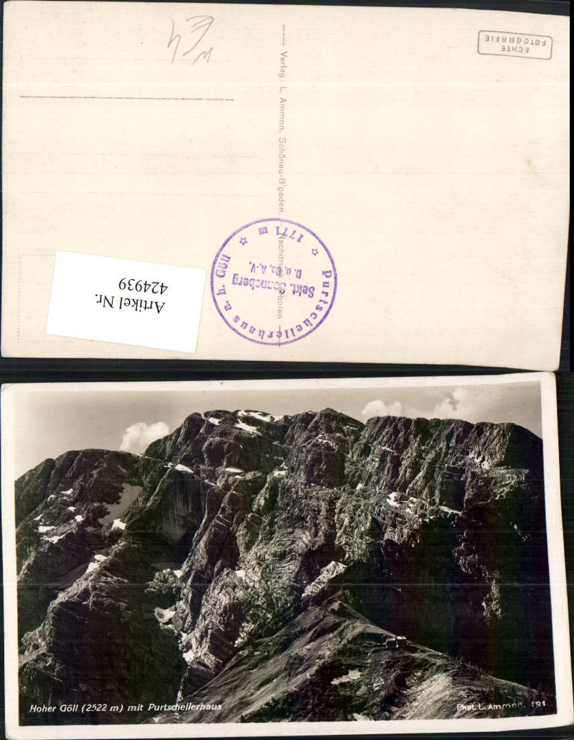 424939, Hoher Göll with Purtschellerhaus mountain hut near Berchtesgaden mountain scenery