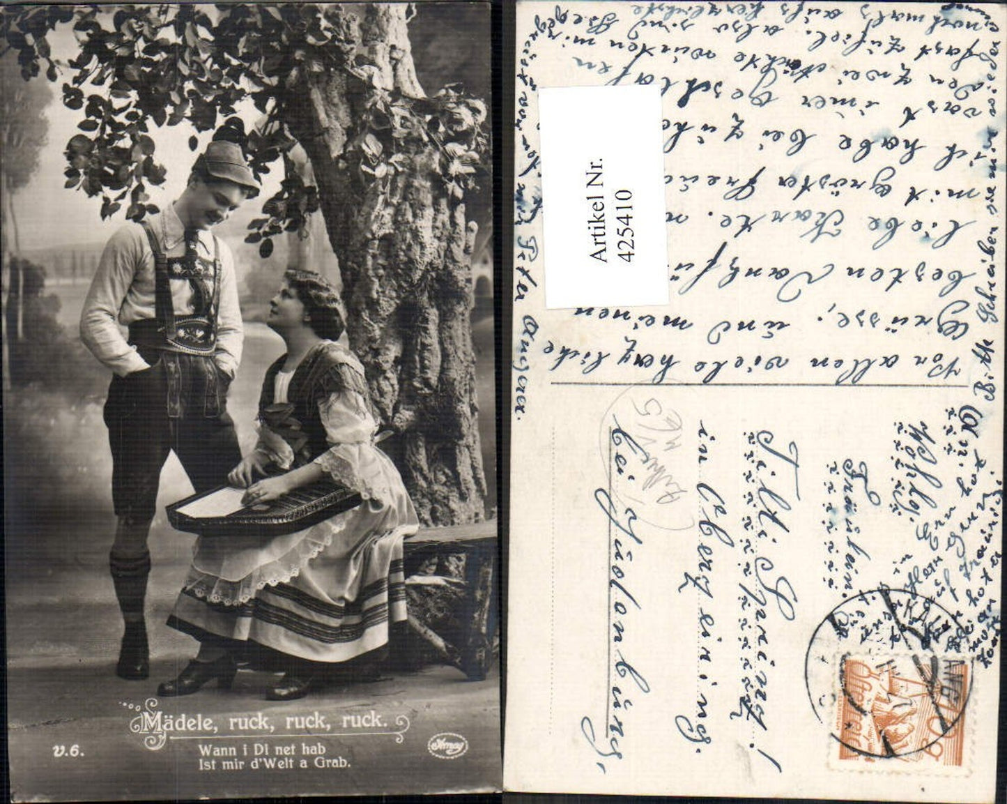 425410,Liebe Paar Tracht Zither Verliebter Blick unter Baum Mädele ruck ruck pub Amag V6