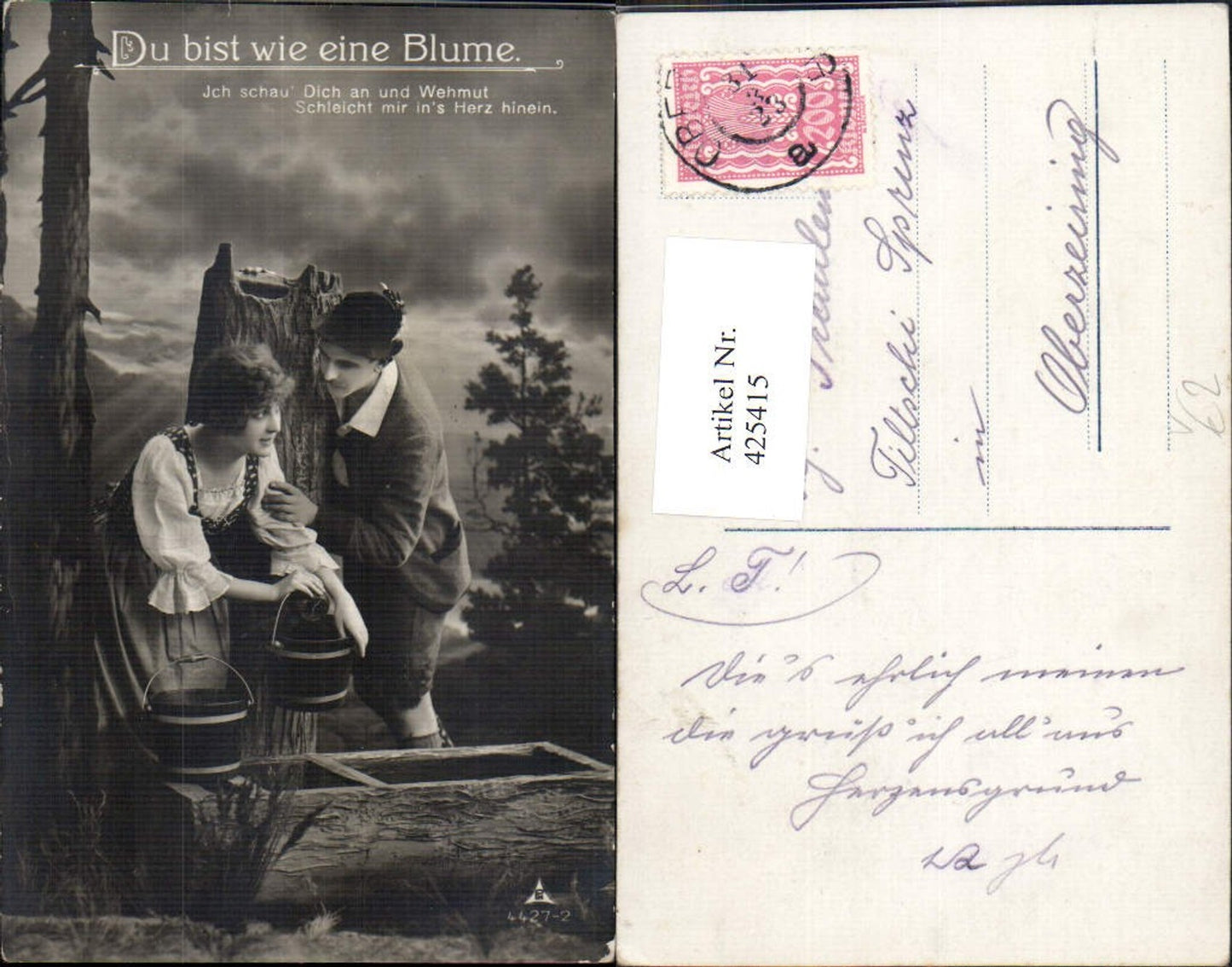 425415, Dear couple, traditional costume, fountain, you are like a flower, pub, photochemistry 4427/2