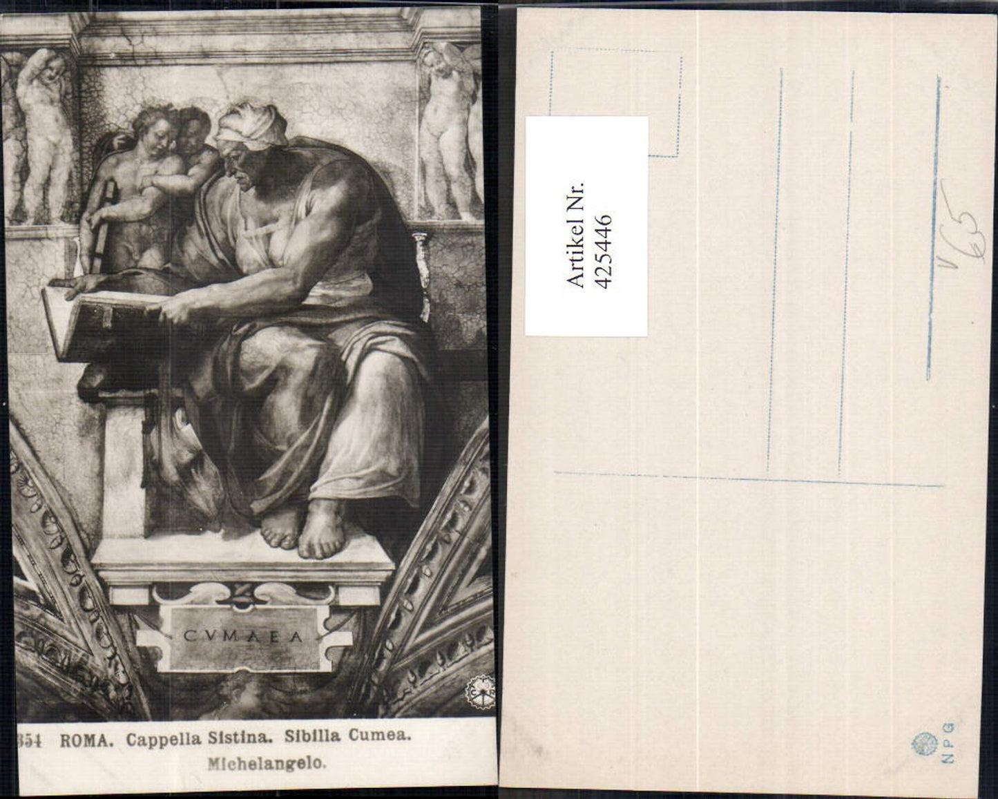 425446,Künstler Ak Michelangelo Cappella Sistina Sibilla Cumea Roma Rom Religion pub NPG 354