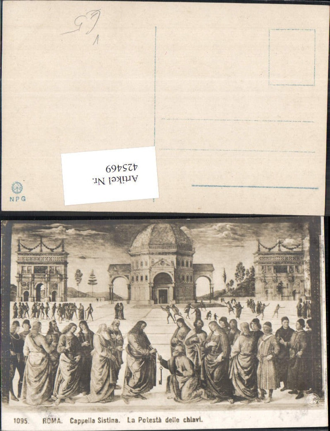 425469,Artist Postcard Cappella Sistina Roma Rome La Potesta delle chiavi Religion pub NPG 1095