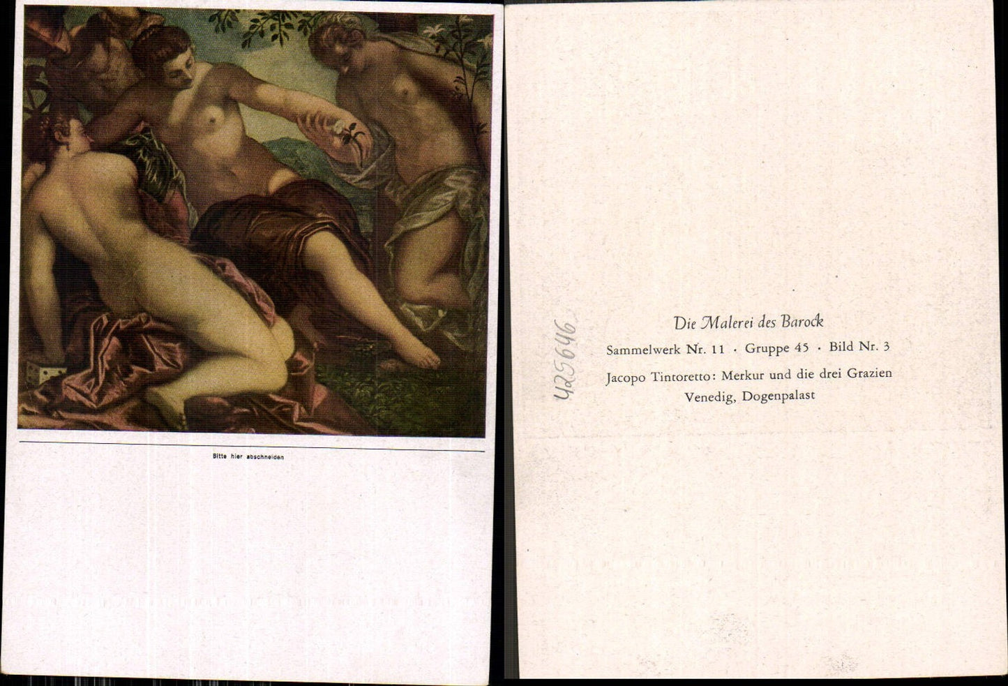 425646,Künstler Ak Jacopo Tintoretto Merkur u. d. drei Grazien Erotik Nackte Frauen Barock