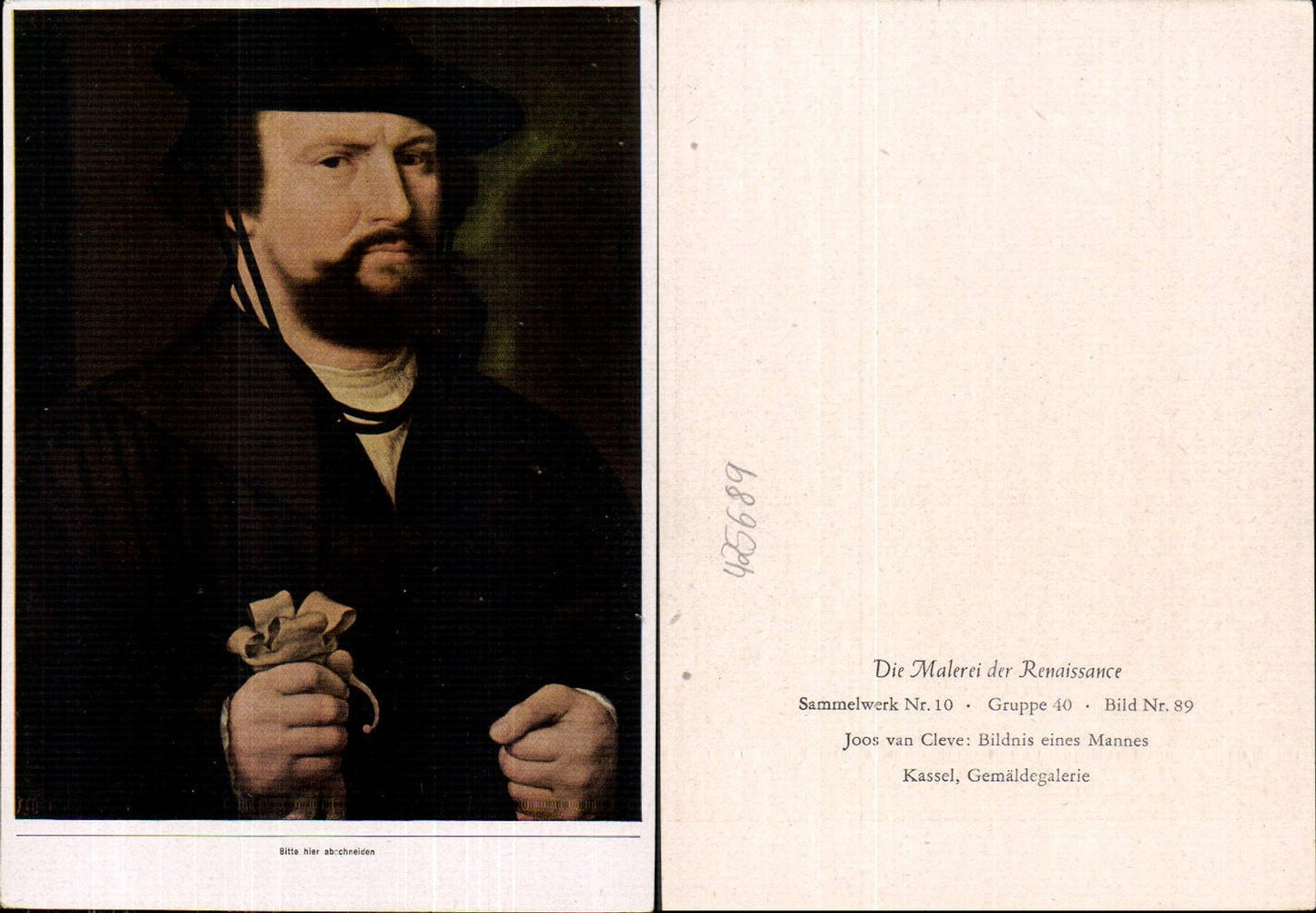 425689,Künstler Ak Joos van Cleve Bildnis eines Mannes Renaissance