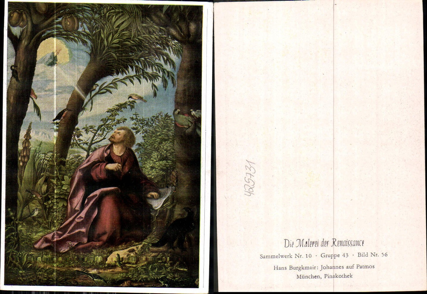 425731,Künstler Ak Hans Burgkmair Johannes auf Patmos Religion Tiere Renaissance