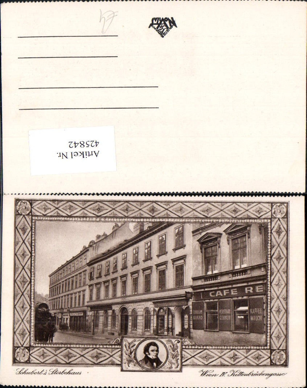 425842,Schubert Sterbehaus Wien Kettenbrückengasse Portrait Komponist Musik