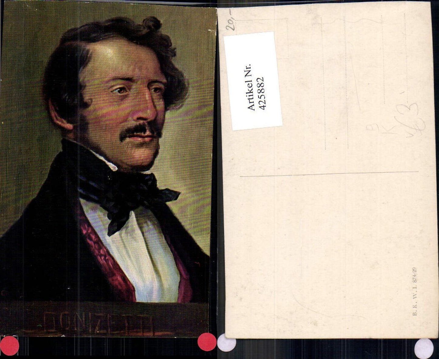 425882,Künstler Ak Eichhorn Gaetano Donizetti Komponist pub B.K.W.I. 874/29