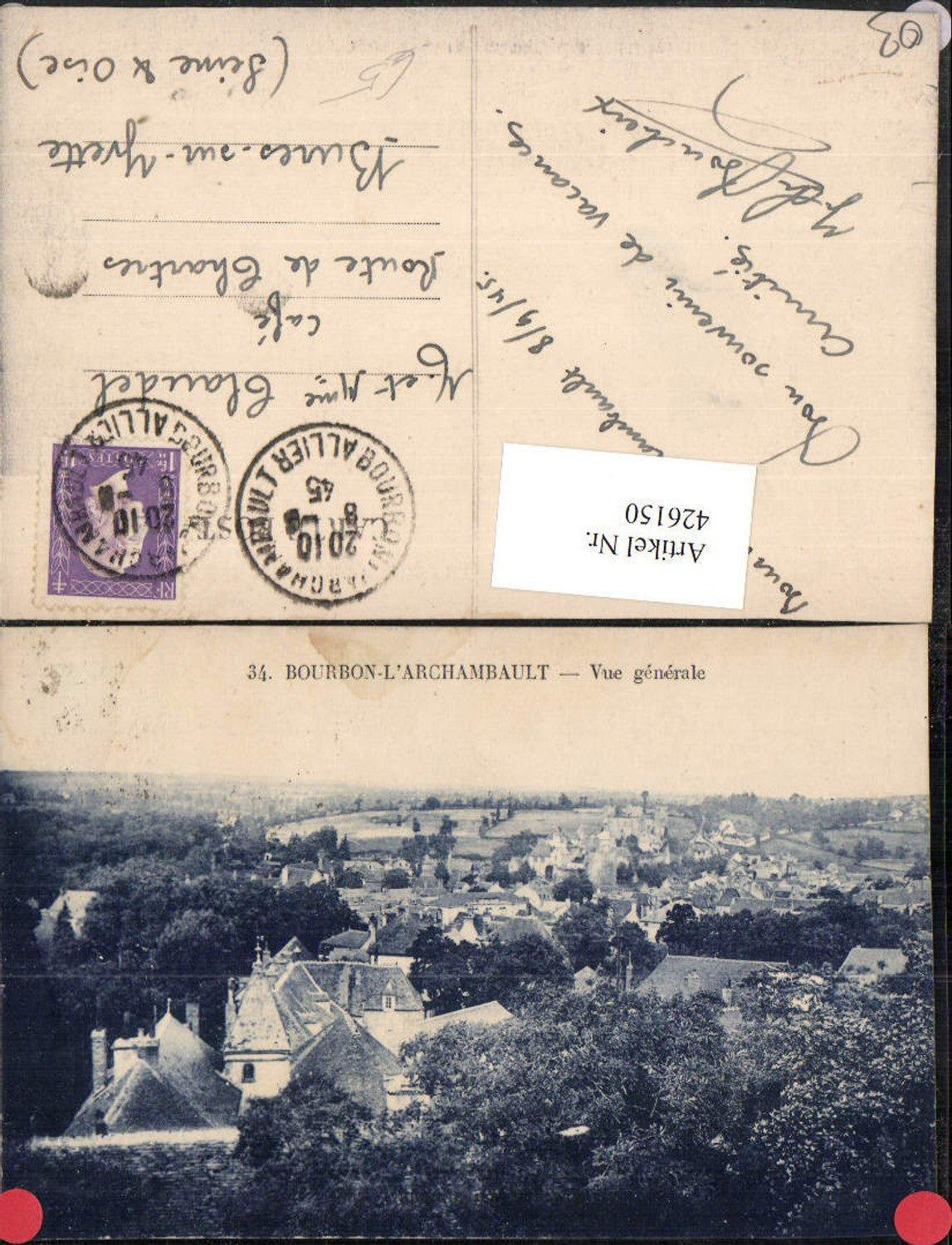 426150,Auvergne Allier Bourbon-l'Archambault Vue generale Totale
